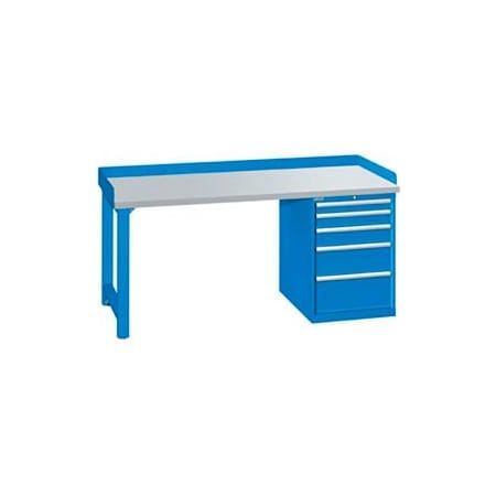 Lista International 72x30x35.25 Cabinet & Leg workstation w/5 drawers, back & end stops/plastic laminate top XSWB43-72PT-BB